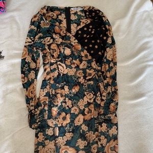 Green Floral and Polka Dot Dress